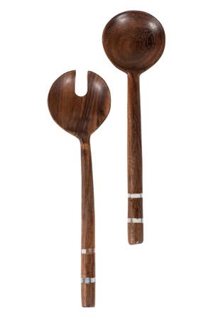 Servers Spoon/Fork Inlay Handle Wood/She