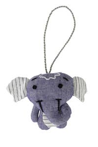 Ornament elephant M/2 stuffed cotton 3H blu/wht