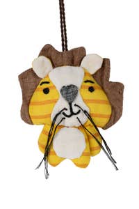 Ornament lion M/2 stuffed cotton 3.5H yel/brn/wht