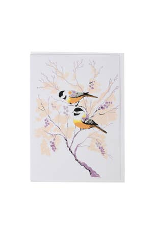 Card Chickadees/Tree M/3 Paper 5X7 White/B