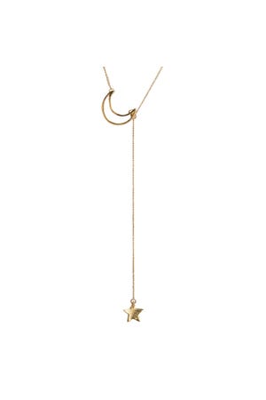 Necklace Moon/Star/Fn Chain 16L Gold