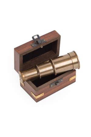Telescope Mini W/Case Wood/Metal 4.5L Br