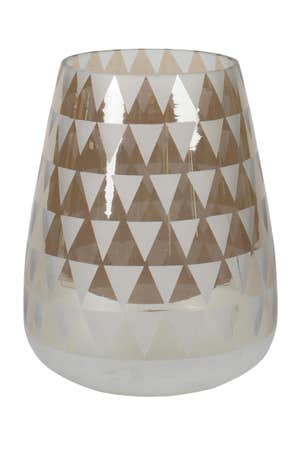 Candleholder Triangles Etched Glass 5Dx6
