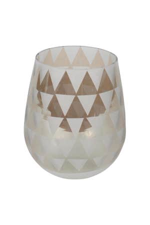 Candleholder Triangles Etched Glass 4Dx5