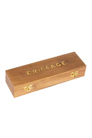Cribbage Game W/Cards Brass Inlay/Teak 1