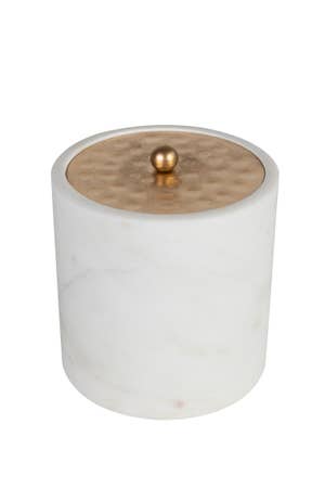 Box Round Storage Marble/Metal 4Dx4H Whi