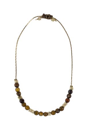 Bracelet Semiprecious Beads/Onyx/Brass A