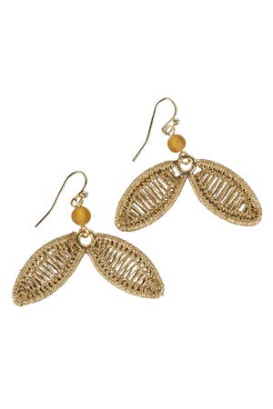 Earrings linked ovals zari wrap 1.5Lx1.75W gold