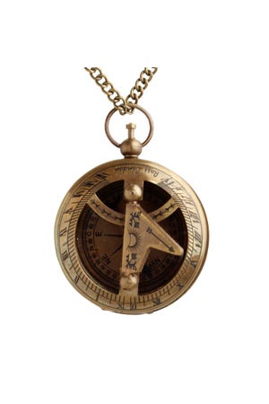 Necklace Compass Metal 2.25Dx36 Brown
