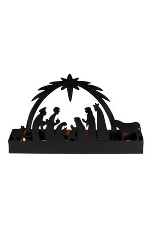 Nativity Silhouette Tray Iron 17Lx3.5Wx1