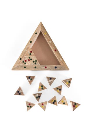 Game Triangle Match Puzzle Wood 7X7 Brown/