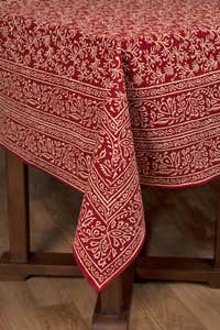 Tablecloth Vines Cotton 70X120 Red/Cream
