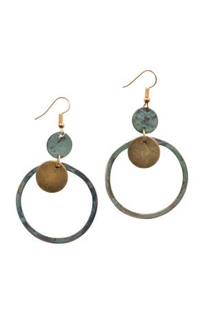 Earrings Hoop/Disc Oxidized Copper 2.75L