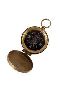 Compass pocket metal/glass1.4Dx.5H antq brass