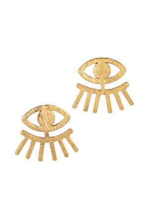 Earrings Post Eyes/Lashes Brass .5D Gold