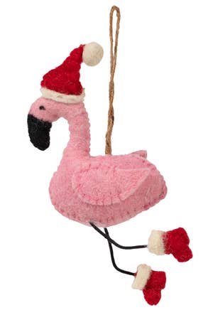 Ornament Flamingo W/Hat Felt/Wire 8H Pin