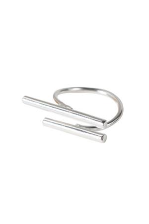 Ring Cuff Parallel Bars Brass Silver