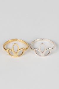 Ring cuff lotus blossom brass .75D gold