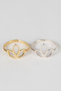 Ring cuff lotus blossom brass .75D silver