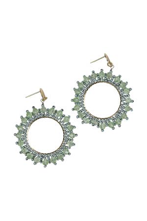 Earrings Post Beaded Spiked Circles 1.5D