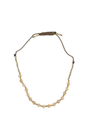 Bracelet Citrine Beads/Nylon Cord Adj Go