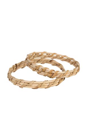 Bracelets S/2 Narrow Woven Cane .5W Tan