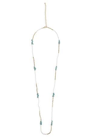 Necklace Long Ekiya Beads/Chips 34L White/