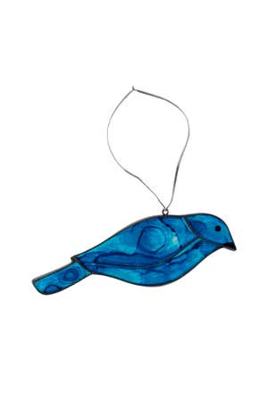 Ornament Bluebird Stained Glass/Wood 5L