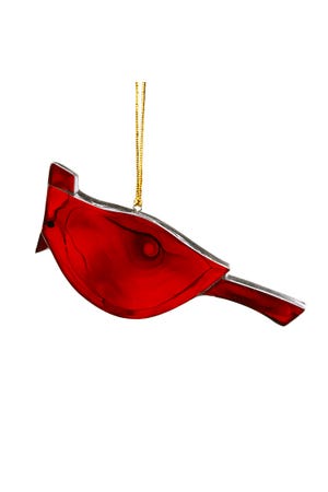 Ornament Cardinal Mosaic Mdf/Glass Red