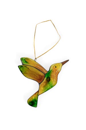 Ornament Hummingbird Mosaic Glass 4L Yellow