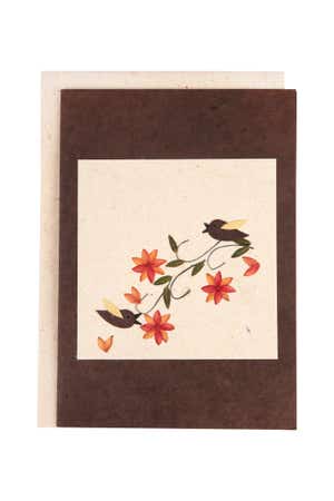 Card 2 Birds/Vine/Flowers M/3 Paper 5X7 Br