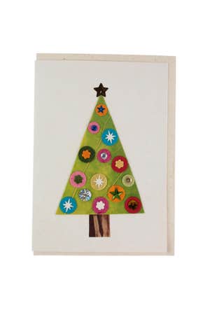 Card Tree W/Ornaments M/3 Paper 5X7 Cream/Gr