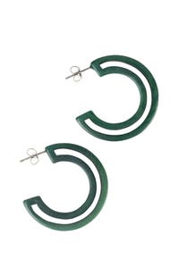 Earrings post hollow hoop tagua 1.2D jasper green