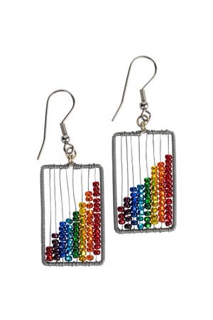 Earrings Rainbow Stripes Wr/Glass 2.25Lx