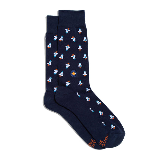 Socks that Support Space Exploration (Navy Rocket Ships): Small