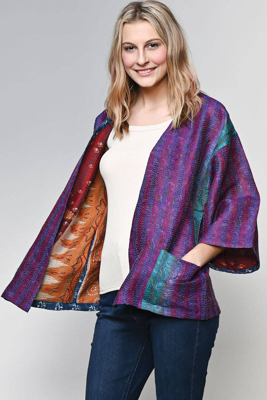 Reversible Silk Kantha Kimono Jacket