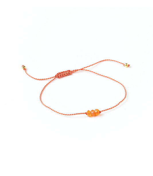 Indali Carnelian Crystal Thread Bracelet - Orange Semi Precious Stone