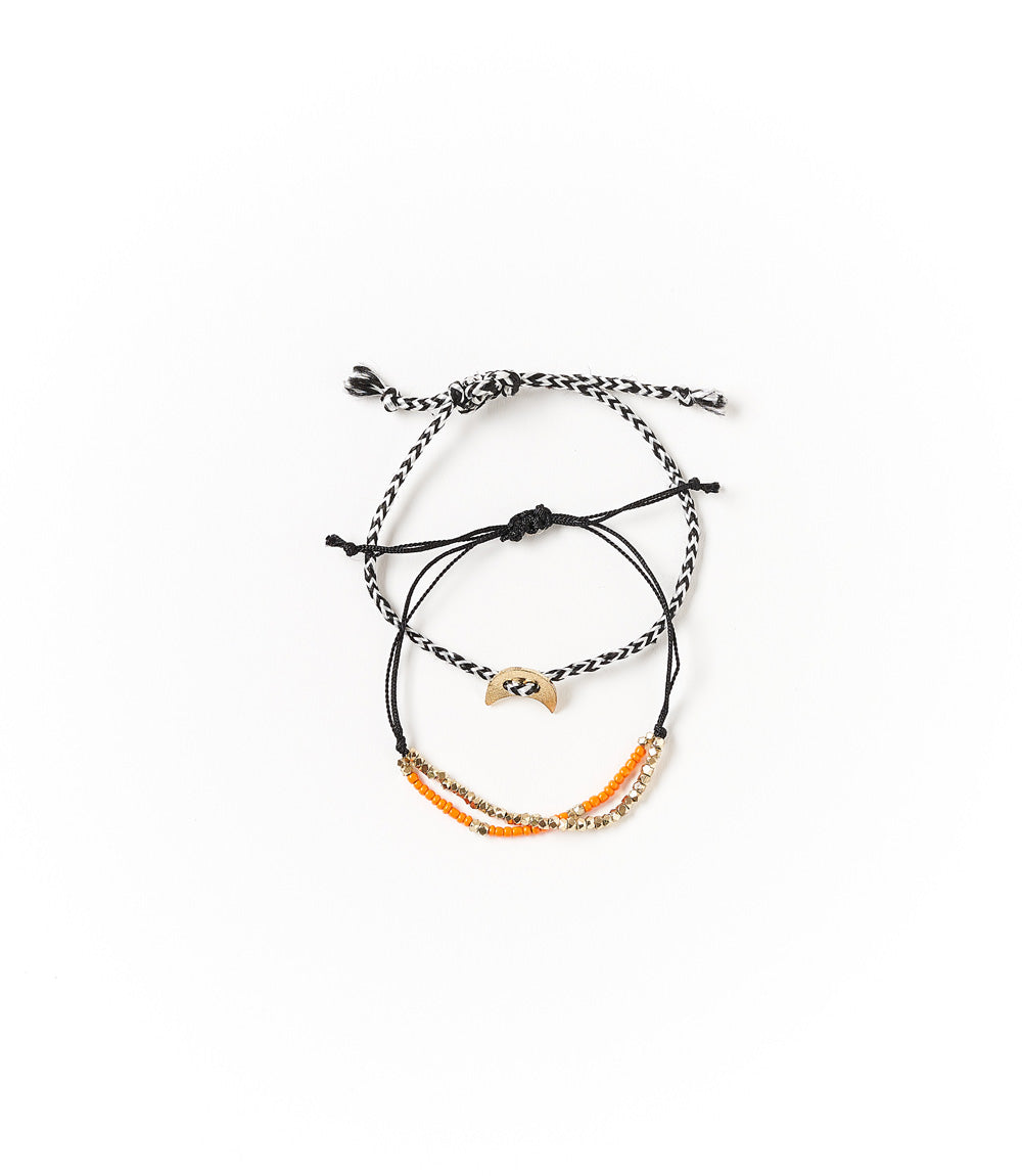 Nitara Set of 2 Beaded Thread Friendship Bracelets with Crescent Moon Charm