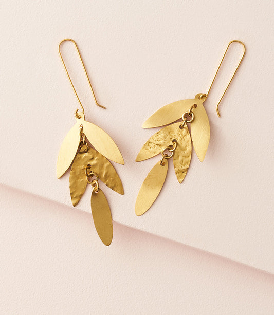 Chameli Dangle Earrings with Gold Leaf Chandelier
