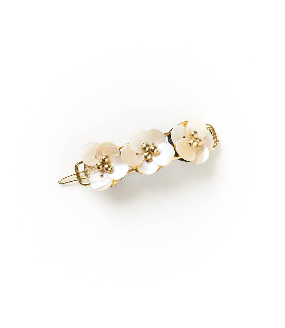 Aiyana Mother of Pearl Barrette Hair Clip - Flowers