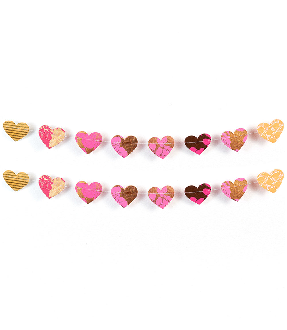 Eco Friendly Recycled Paper Metallic Garland Decoration - Heart