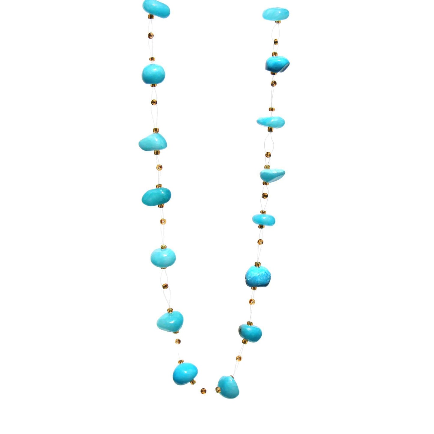 Floating Stone and Maasai Bead Necklace - Turquoise