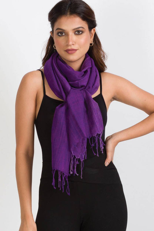 Ikat Handloom Wool Scarf: Purple